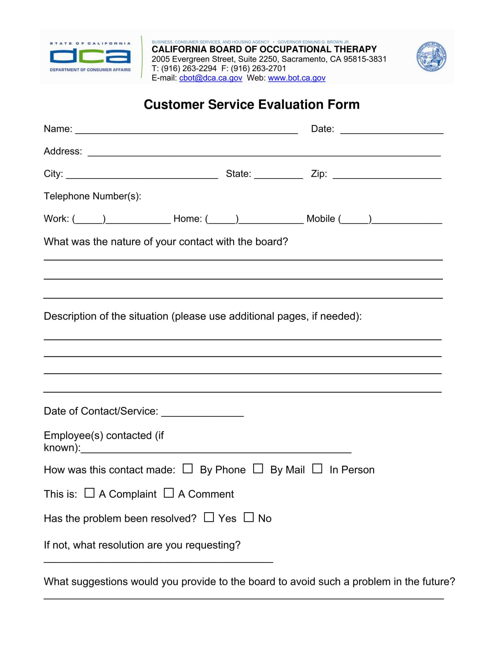 Free 14+ Customer Service Evaluation Forms In Pdf Throughout Blank Evaluation Form Template