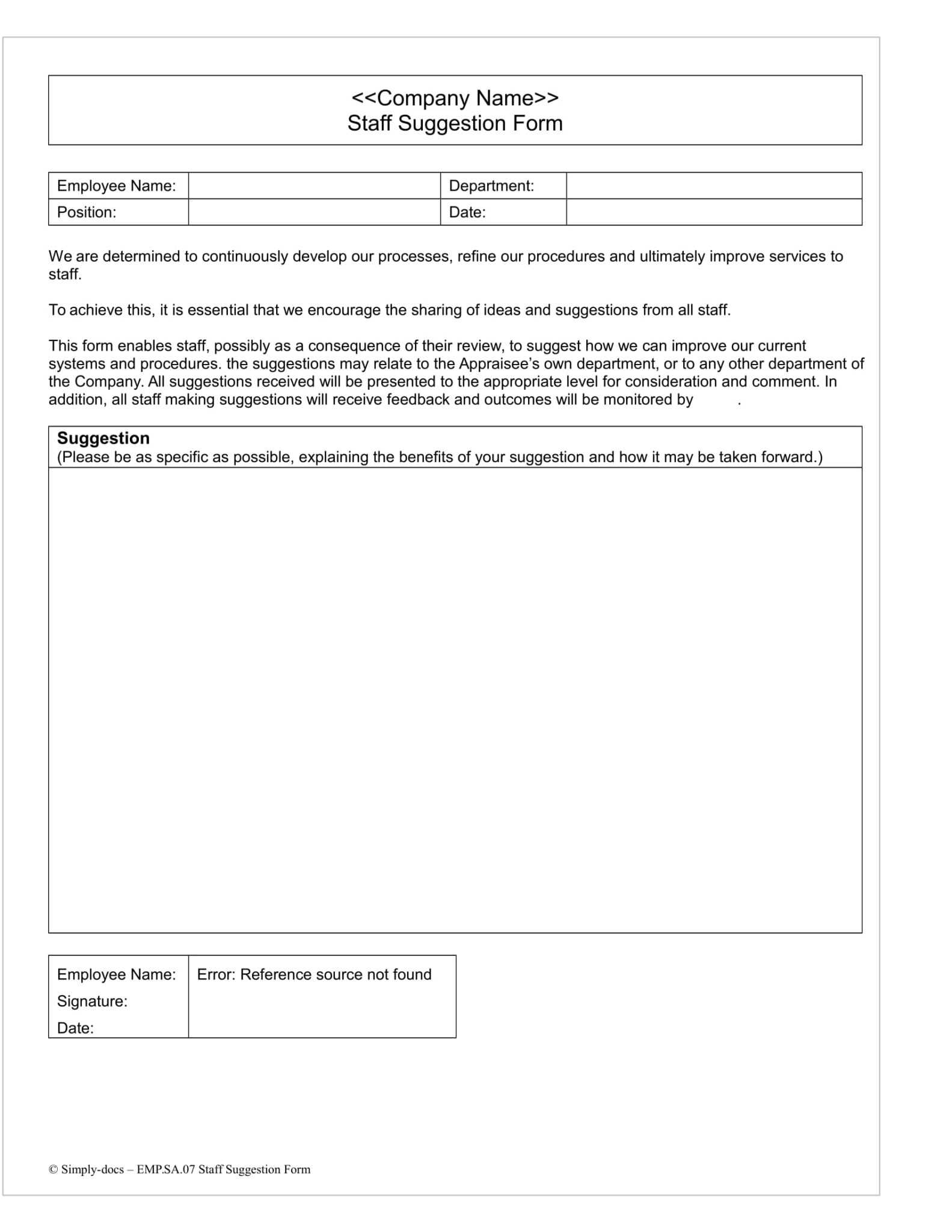 Free 14 Employee Suggestion Forms In Ms Word Excel Pdf inside Word Free 14 Employee Suggestion Forms In Ms Word Excel Pdf inside Word