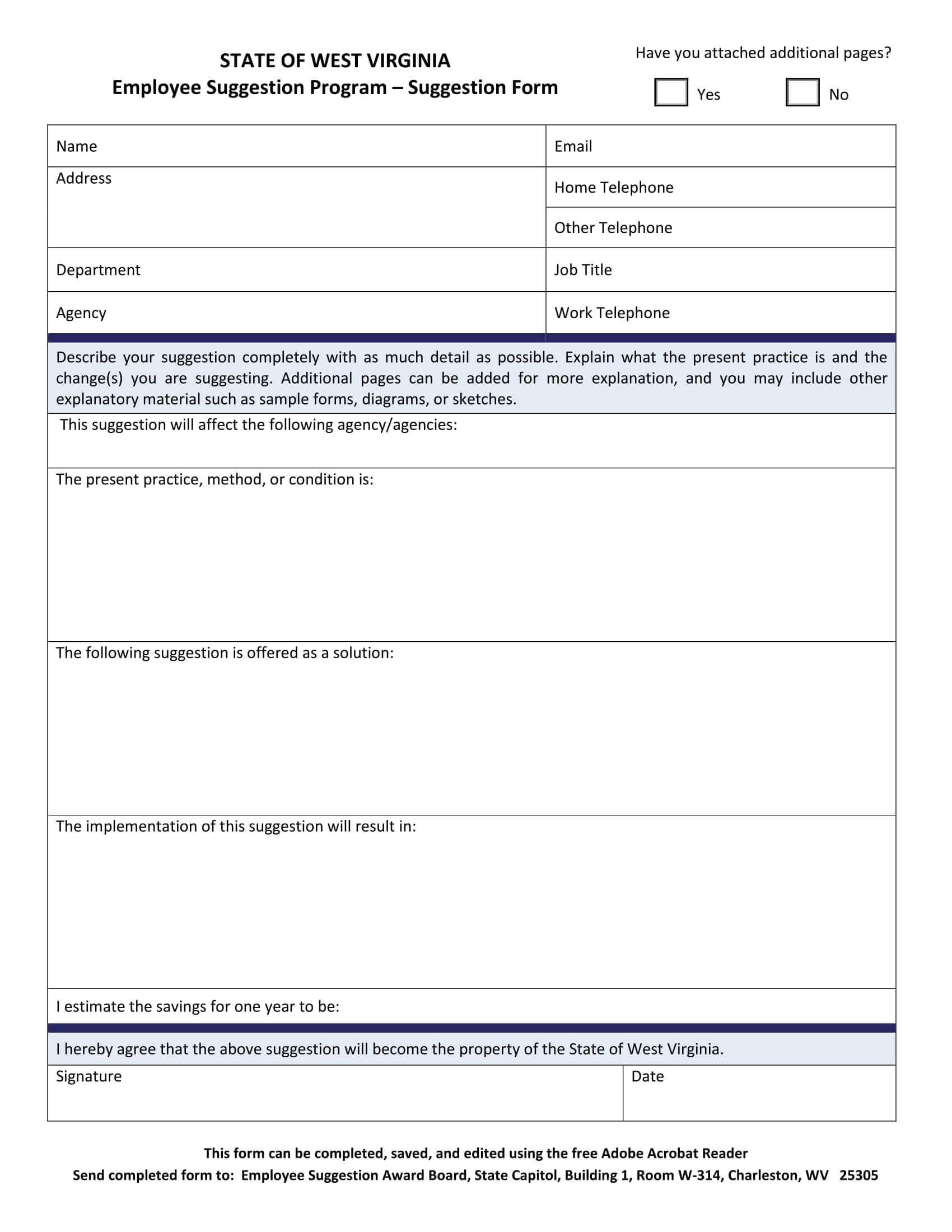 Free 14+ Employee Suggestion Forms In Ms Word | Excel | Pdf Pertaining To Word Employee Suggestion Form Template