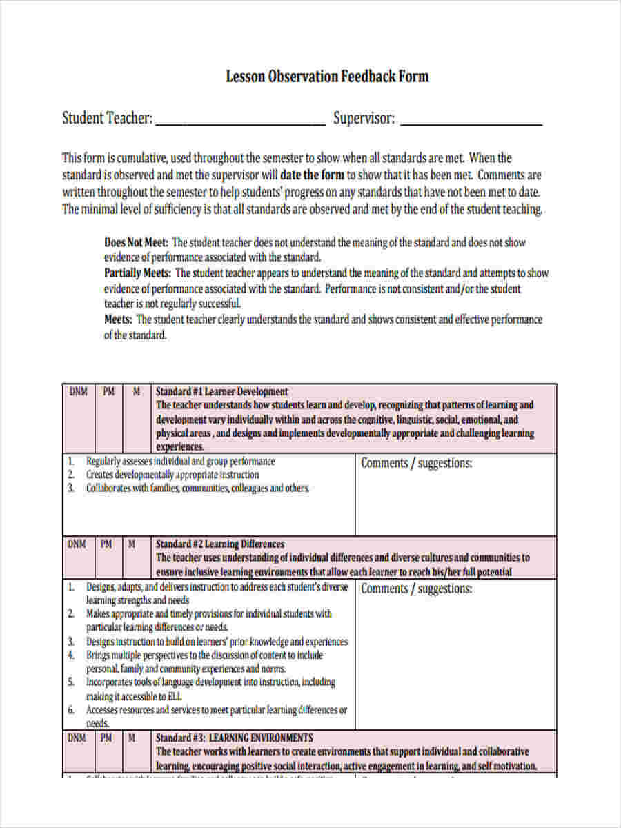 Free 14+ Sample Teacher Feedback Forms In Pdf | Ms Word In Student Feedback Form Template Word