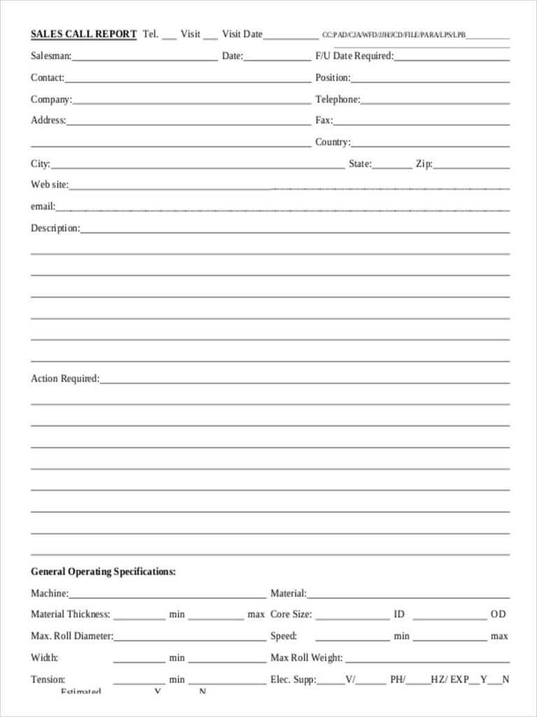 Sales Rep Call Report Template