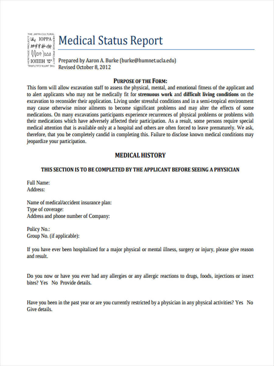 Free 7+ Medical Report Forms In Pdf Intended For Medical Legal Report Template
