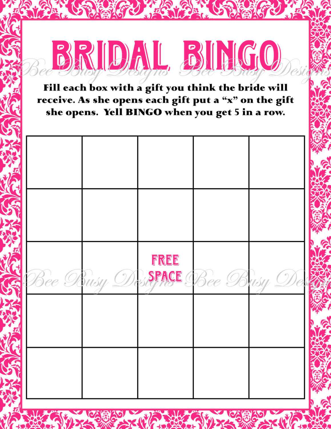 Free Bridal Bingo Template ] – Bridal Shower Bingo Template Pertaining To Blank Bridal Shower Bingo Template