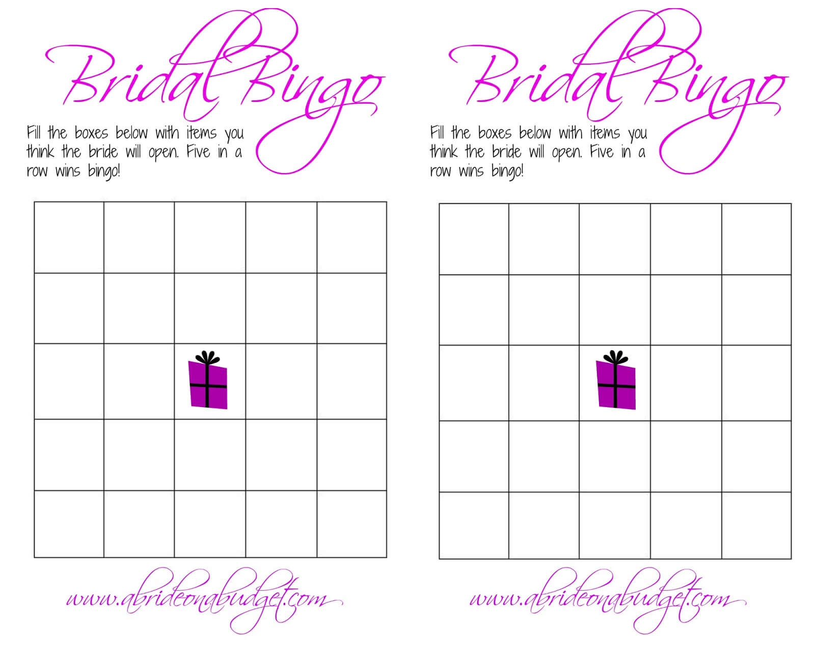 Free Bridal Bingo Template ] – Bridal Shower Bingo Template Throughout Blank Bridal Shower Bingo Template