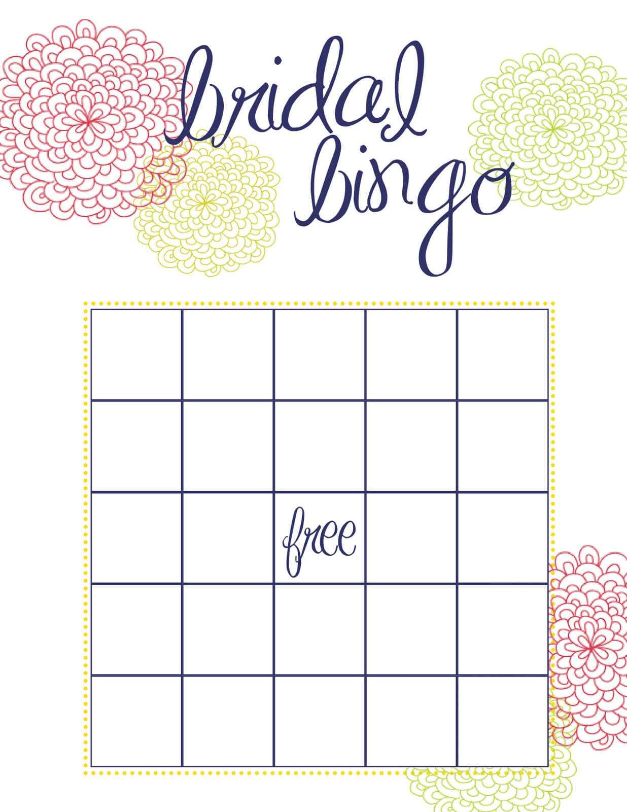 Free Bridal Bingo Template ] – Bridal Shower Bingo Template Throughout Blank Bridal Shower Bingo Template