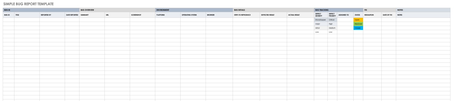Bug Summary Report Template
