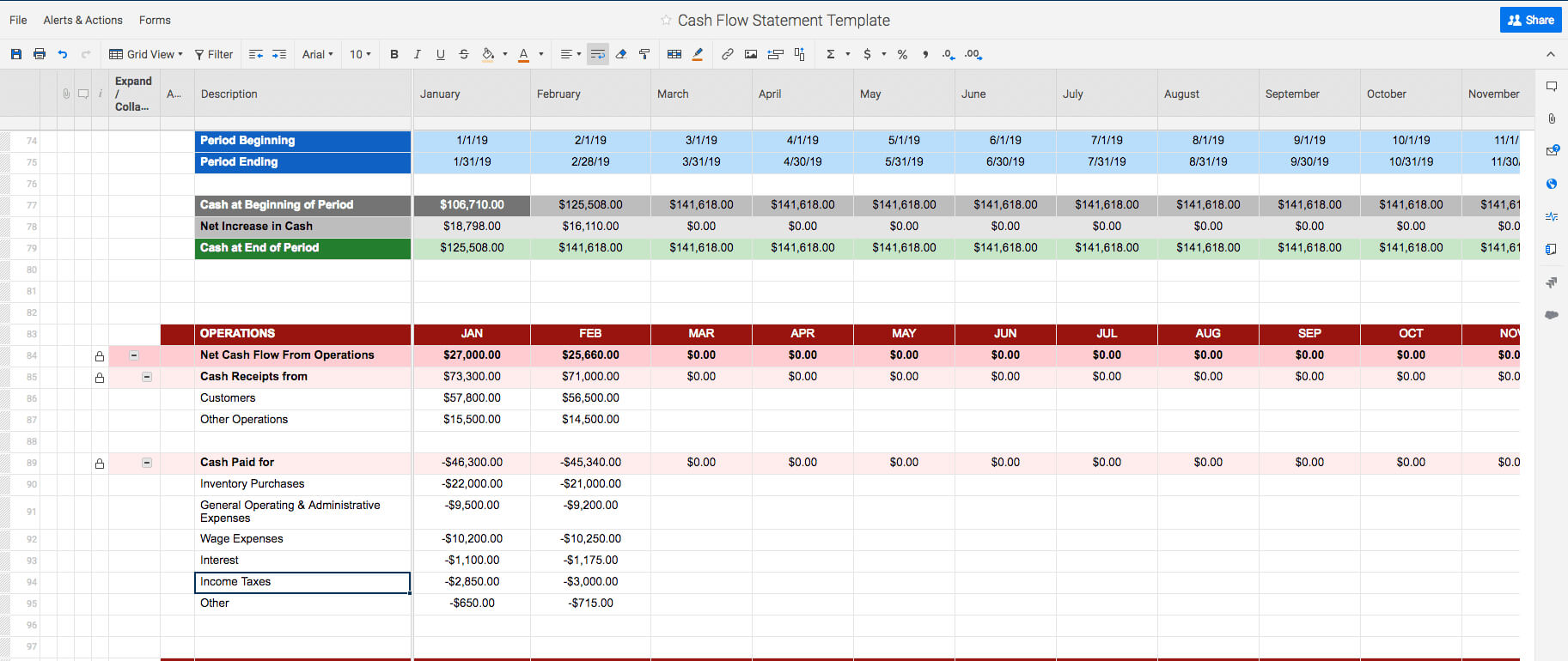 Free Cash Flow Statement Templates | Smartsheet Inside Cash Position Report Template