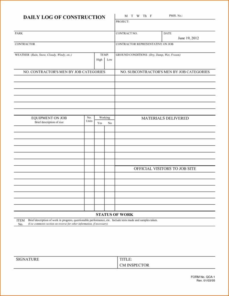 Free Construction Daily Eport Template Format In Excel Pdf Regarding Free Construction Daily Report Template