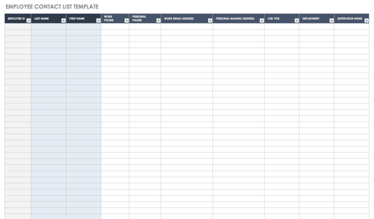 Free Contact List Templates | Smartsheet Regarding Blank Medication ...