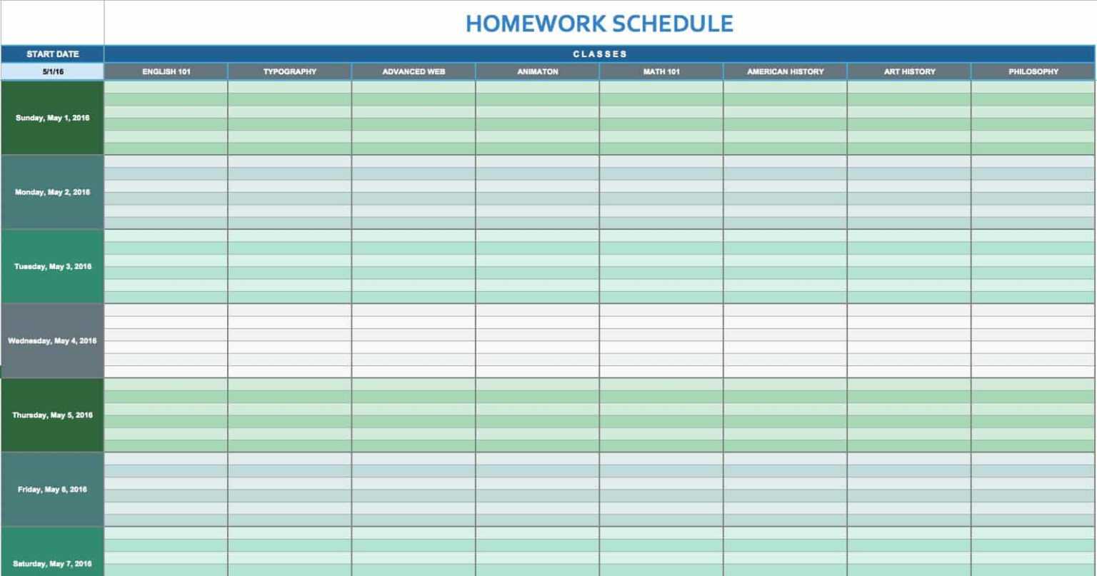 excel daily schedule template year