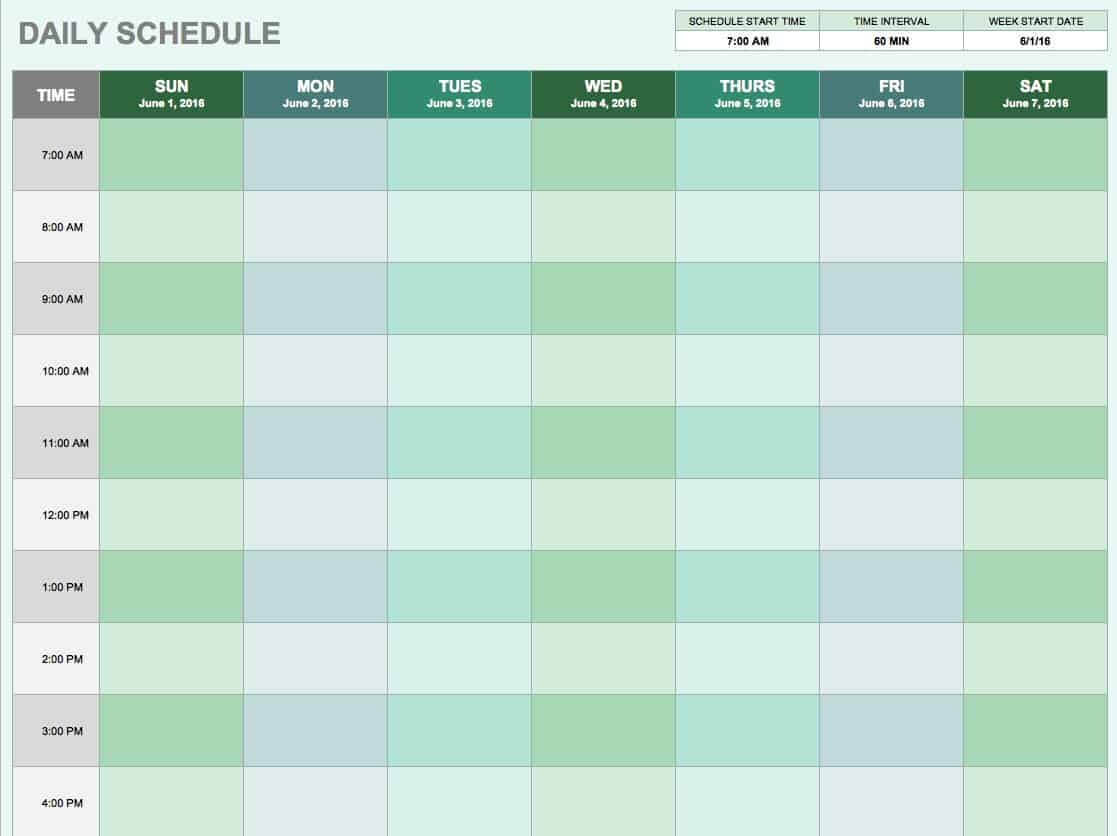 Free Daily Schedule Templates For Excel – Smartsheet Within Printable Blank Daily Schedule Template