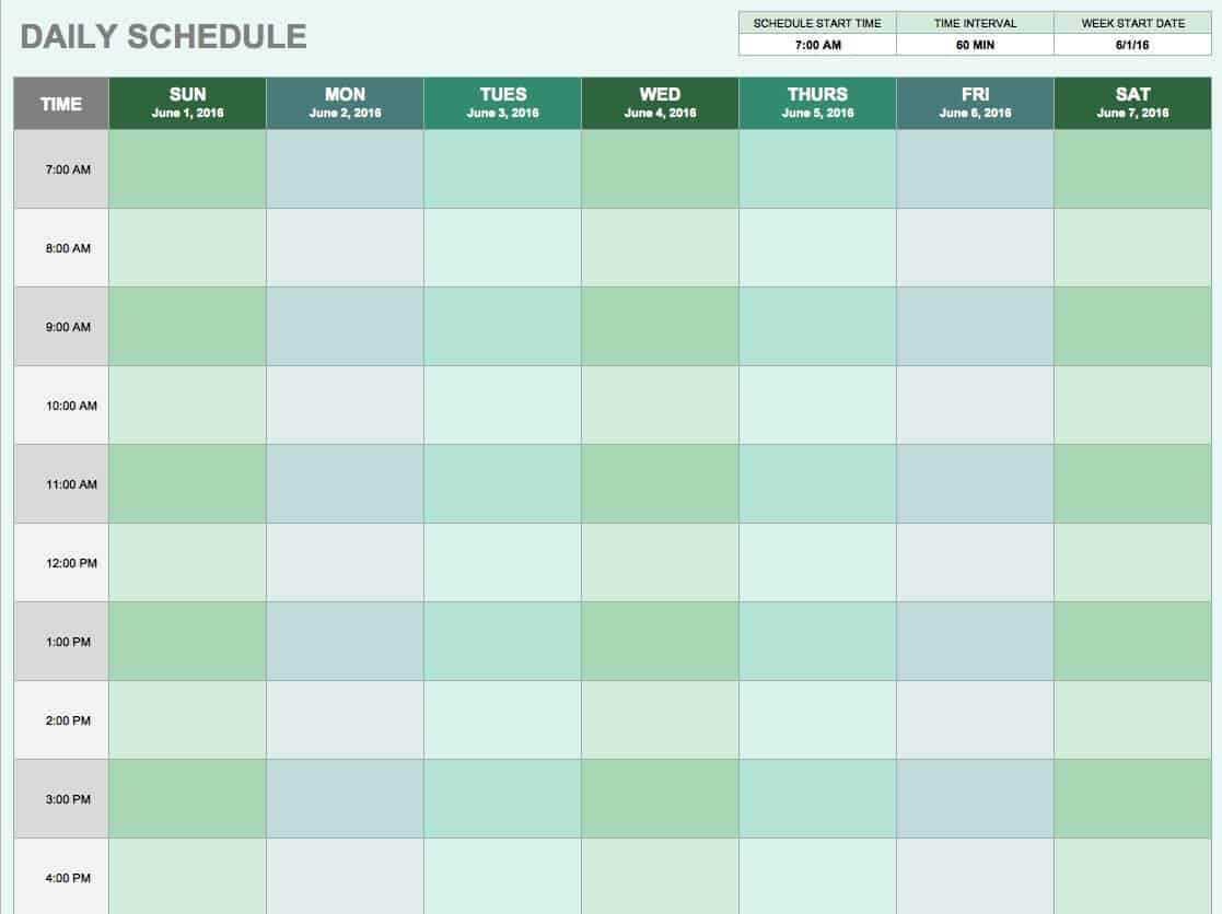 Free Daily Schedule Templates For Excel Smartsheet Within Printable 