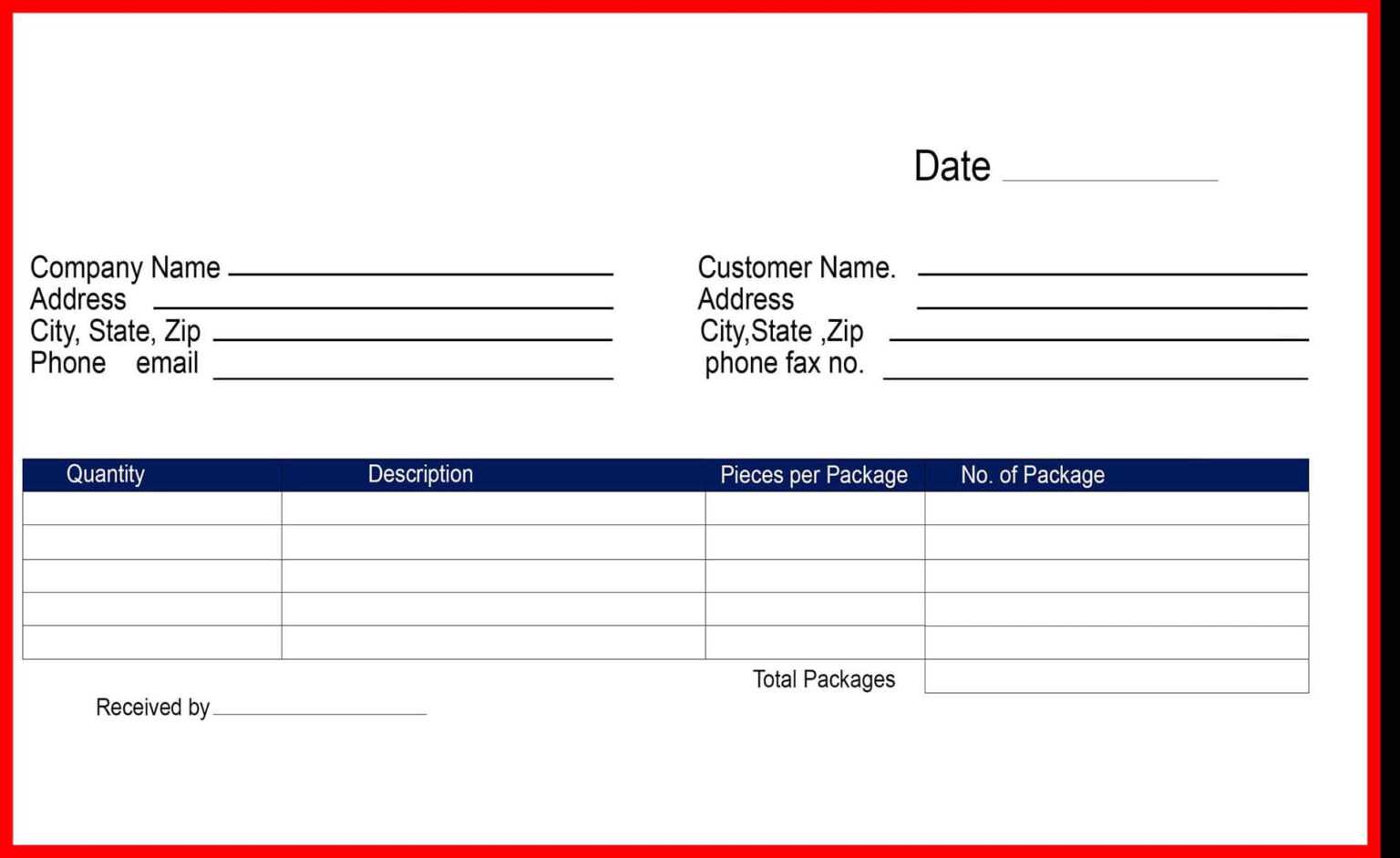 Free Delivery Receipt Template Pdf Word Doc Excel The Inside