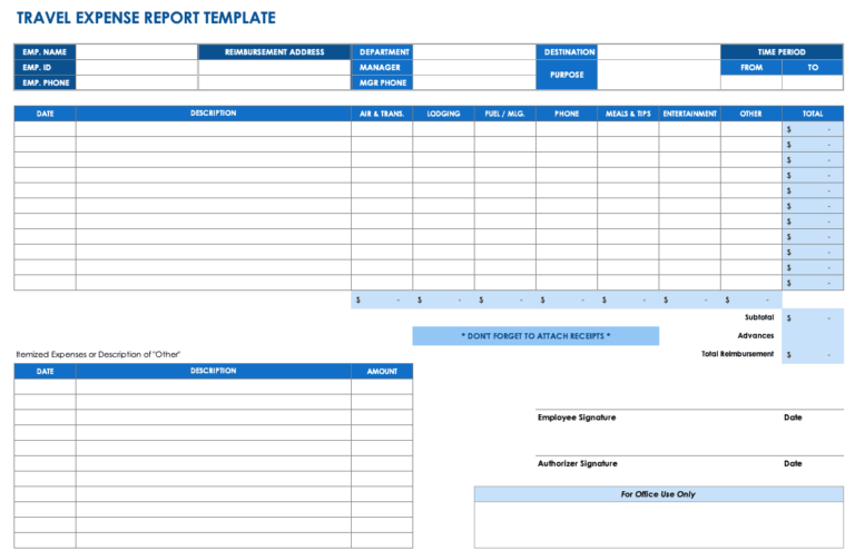 ms word expense report template