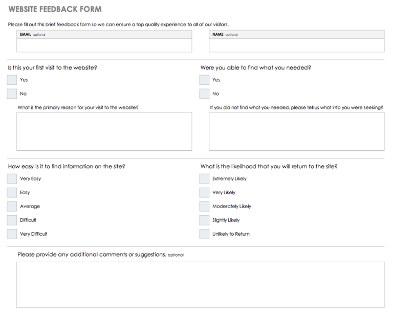 Student Feedback Form Template Word