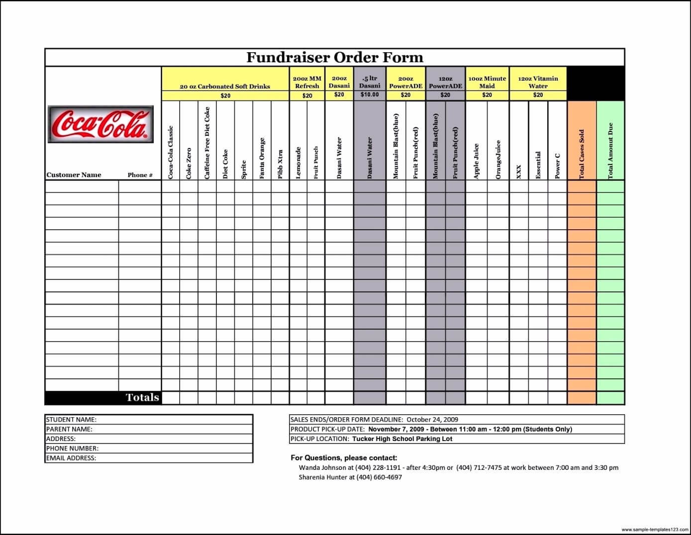 Free Fundraiser Order Form Template - Sample Templates Regarding Blank Fundraiser Order Form Template