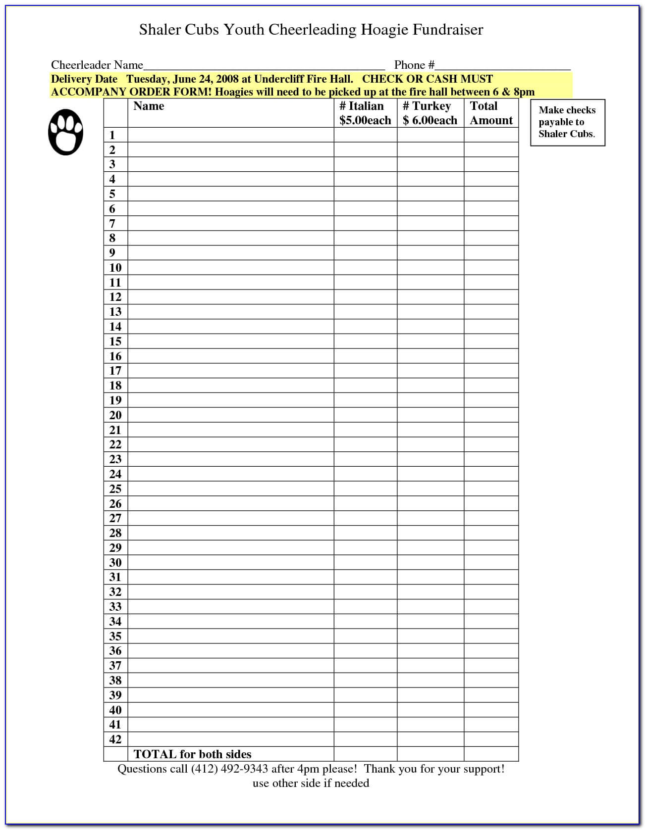 Free Fundraiser Order Form Template Word – Form : Resume Within Blank Fundraiser Order Form Template