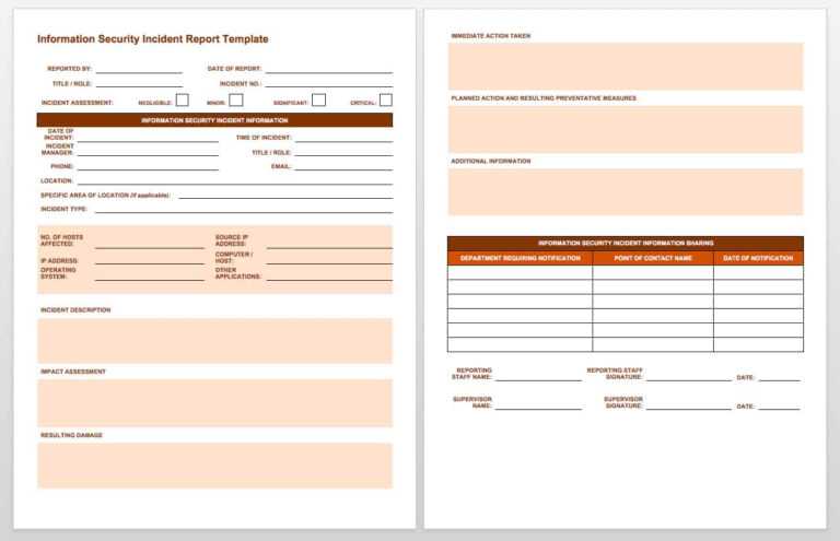Serious Incident Report Template