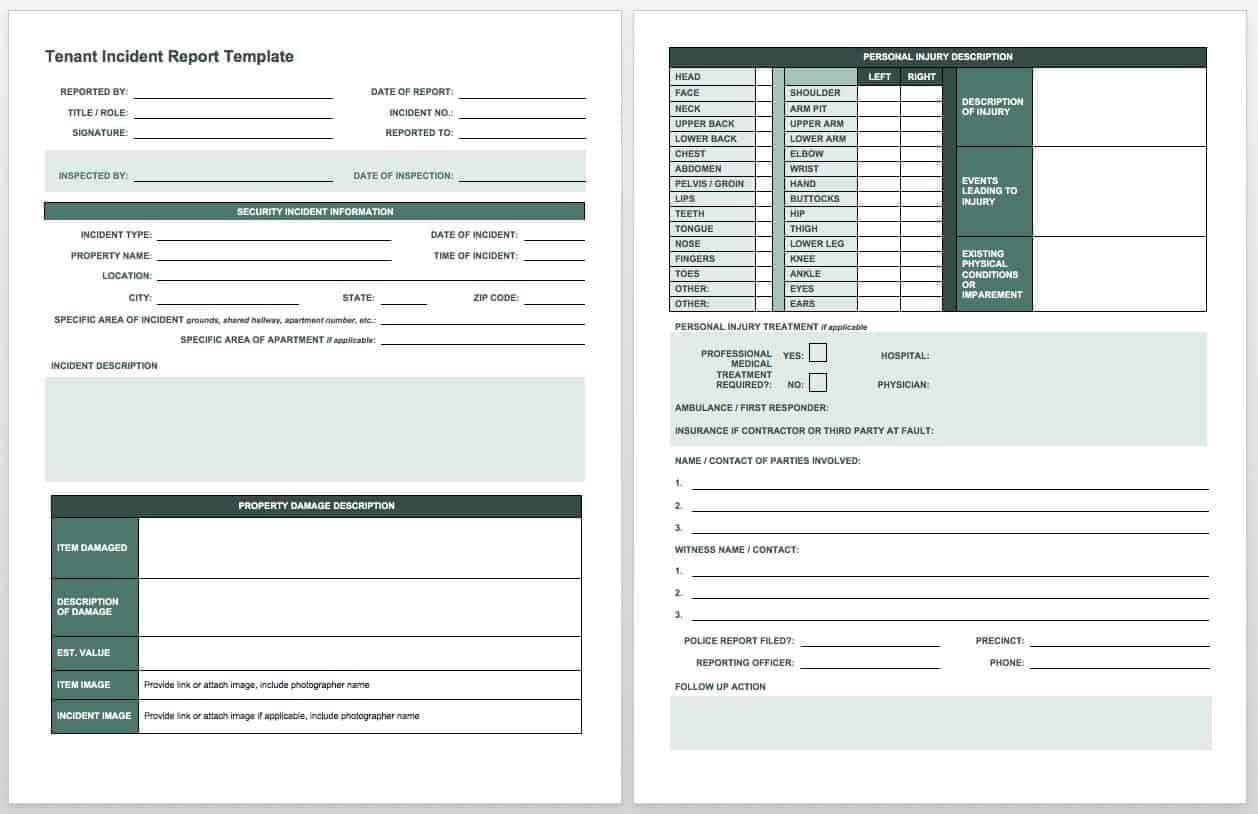 Free Incident Report Templates & Forms | Smartsheet In Vehicle Accident Report Template