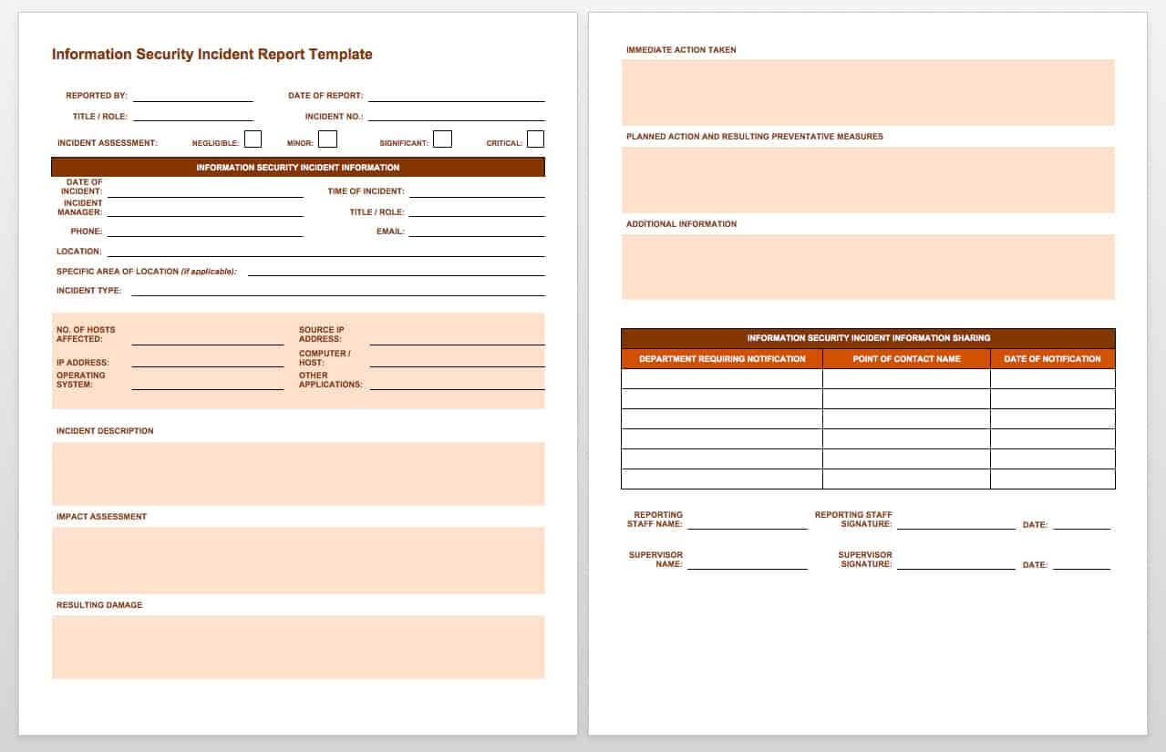 Free Incident Report Templates & Forms | Smartsheet Inside Information Security Report Template