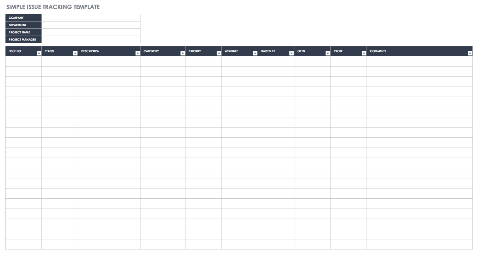 Free Issue Tracking Templates | Smartsheet With It Issue Report ...