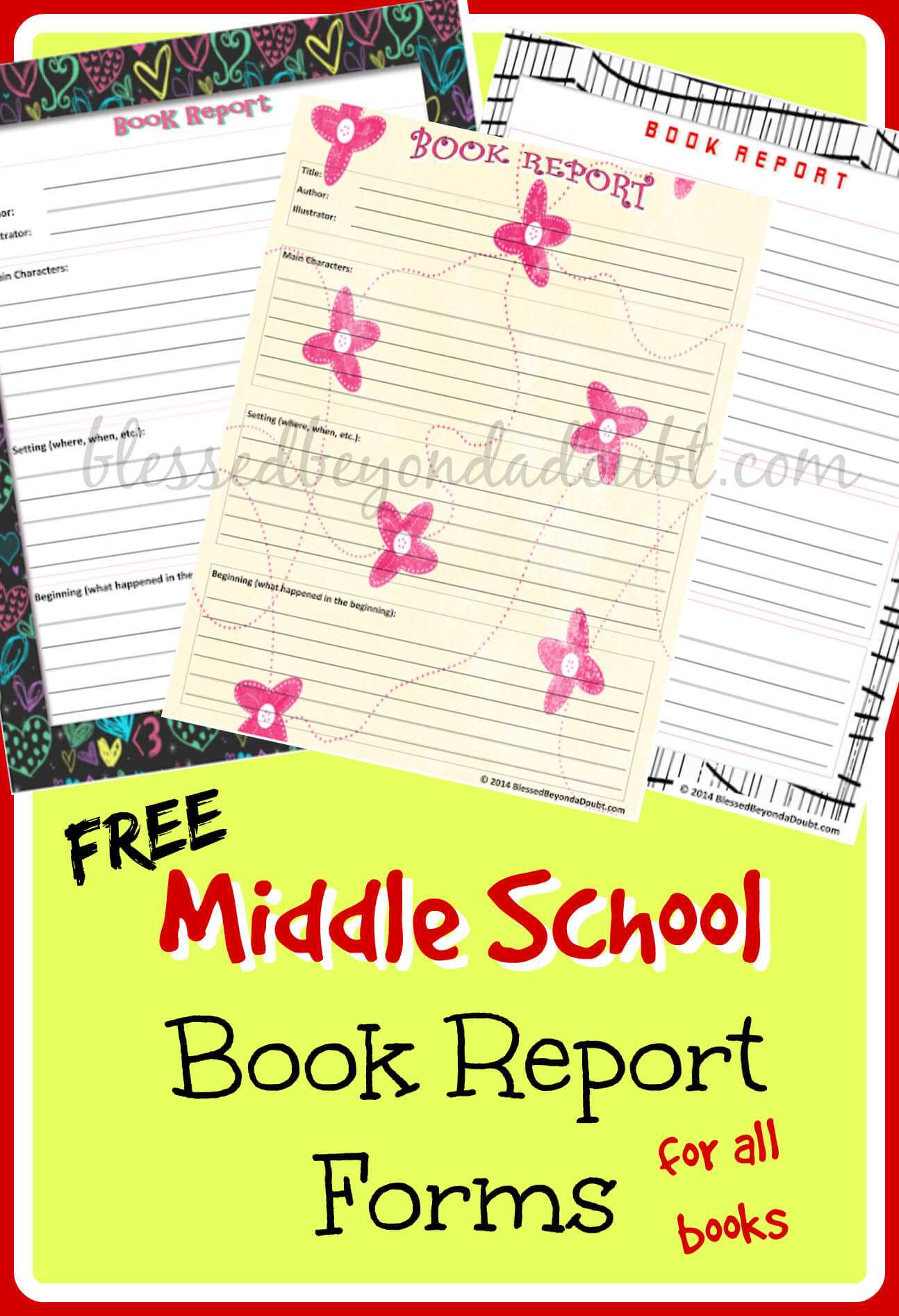 Free Middle School Printable Book Report Form! – Blessed For Middle School Book Report Template