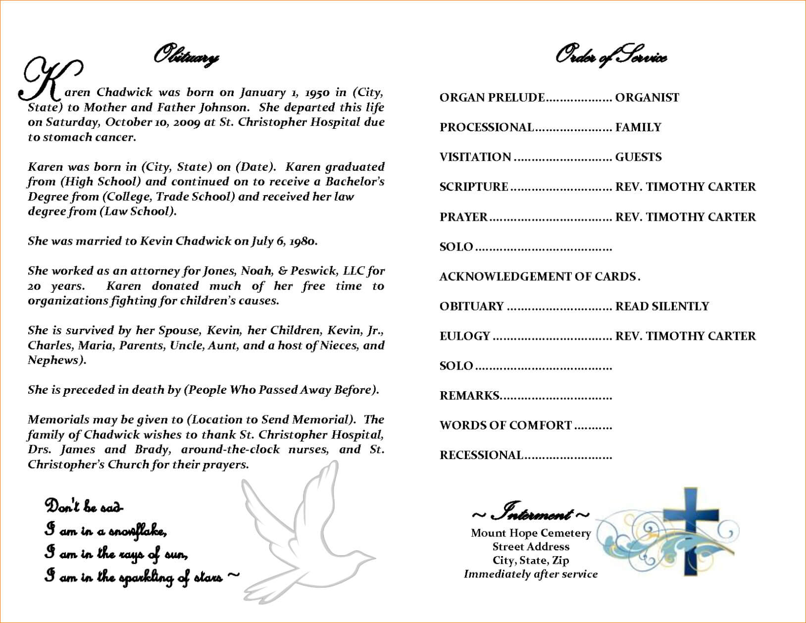 Free Obituary Template Download Luxury How To Write An In Fill In The Blank Obituary Template