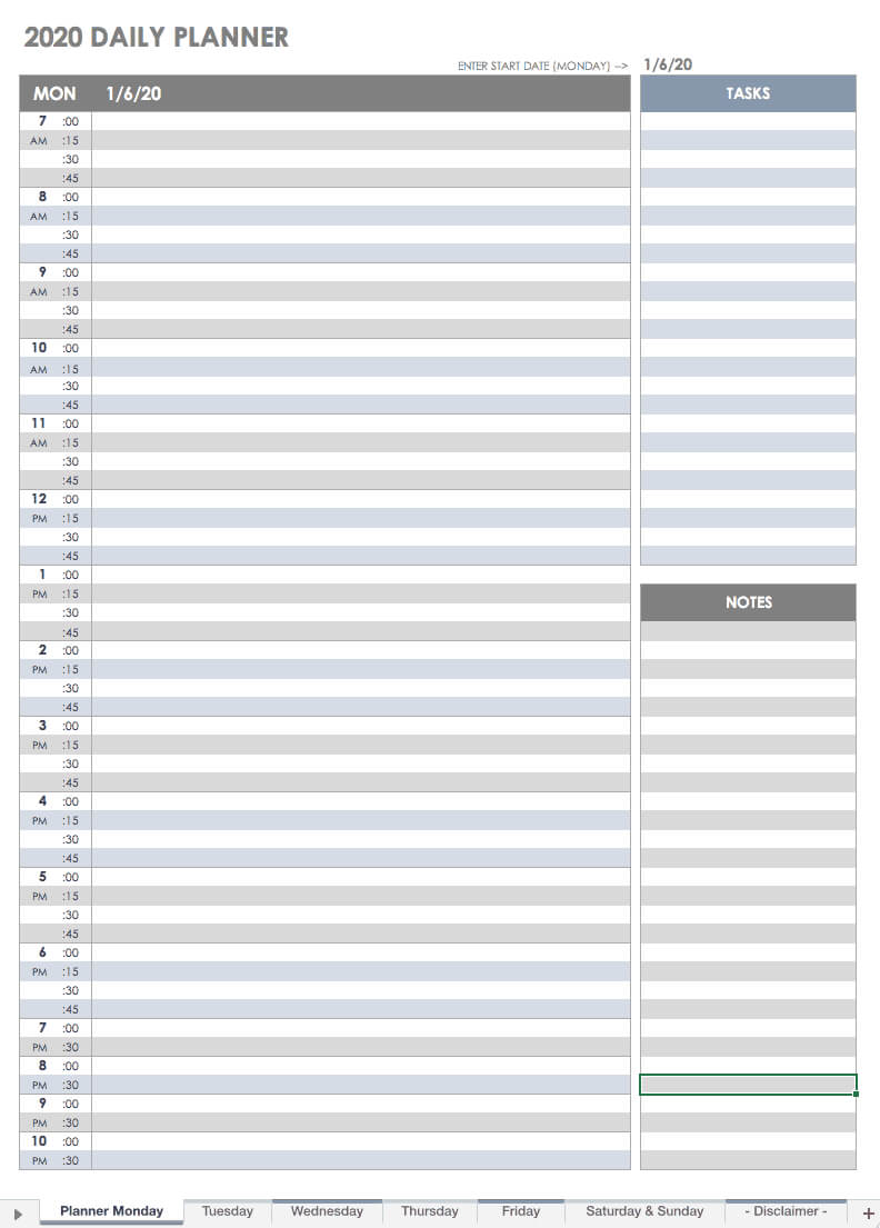 Free Printable Daily Calendar Templates Smartsheet With Regard To 