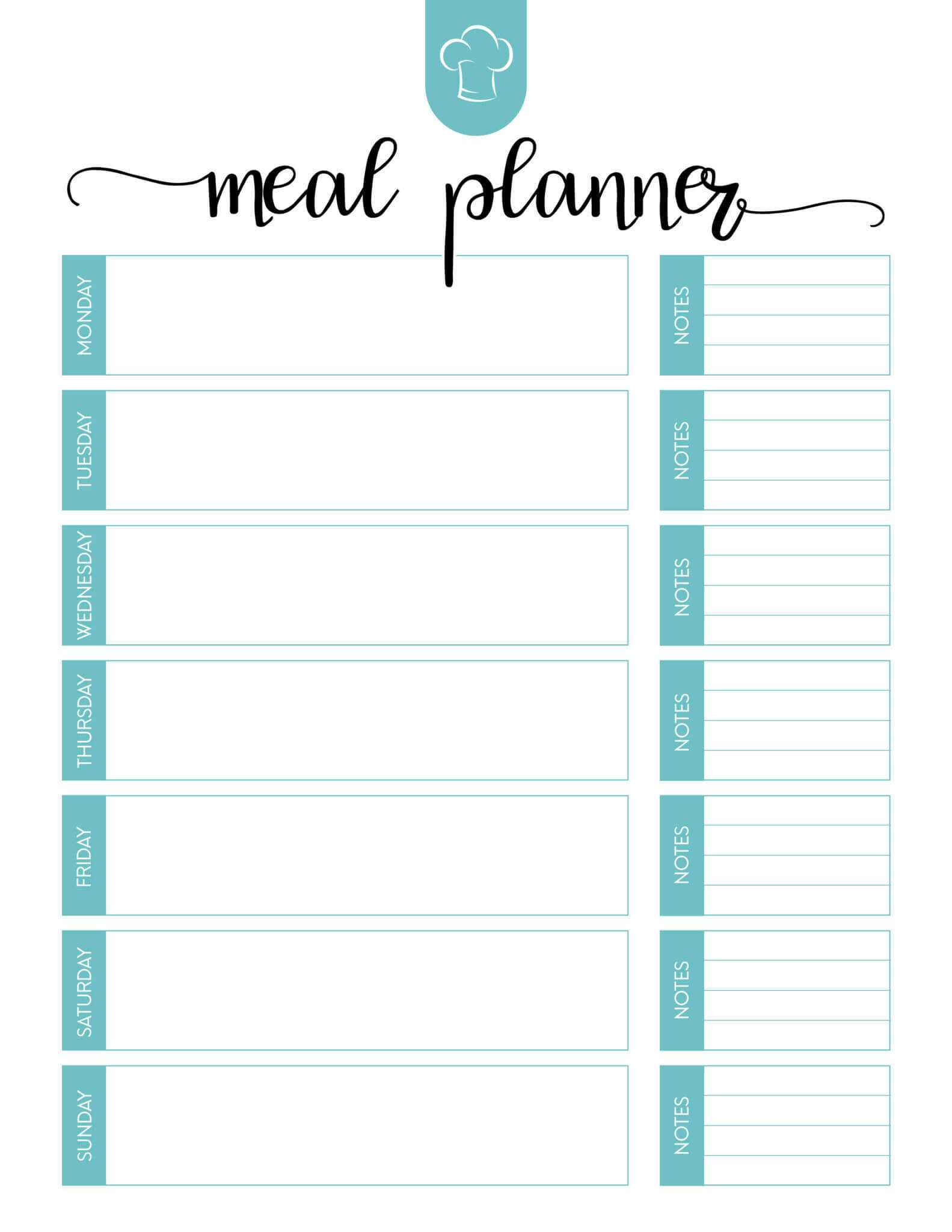 blank meal plan sheet