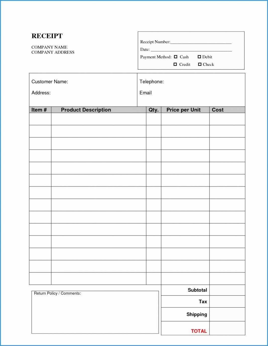 Free Printable Receipt Template Invoice Templates Html Uk With Blank Html Templates Free Download