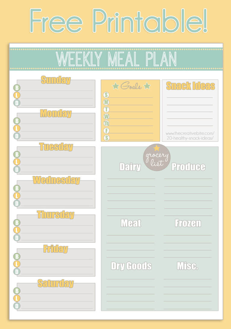 Free Printable Weekly Meal Planner + Calendar with regard to Blank Meal