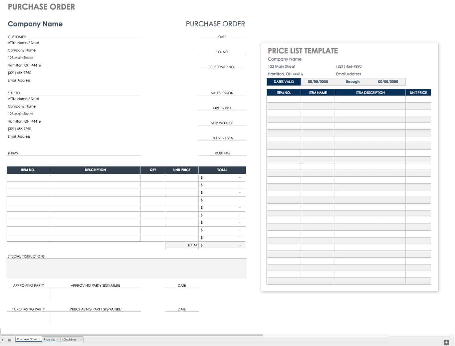 Free Purchase Order Templates | Smartsheet Pertaining To Blank Money Order Template