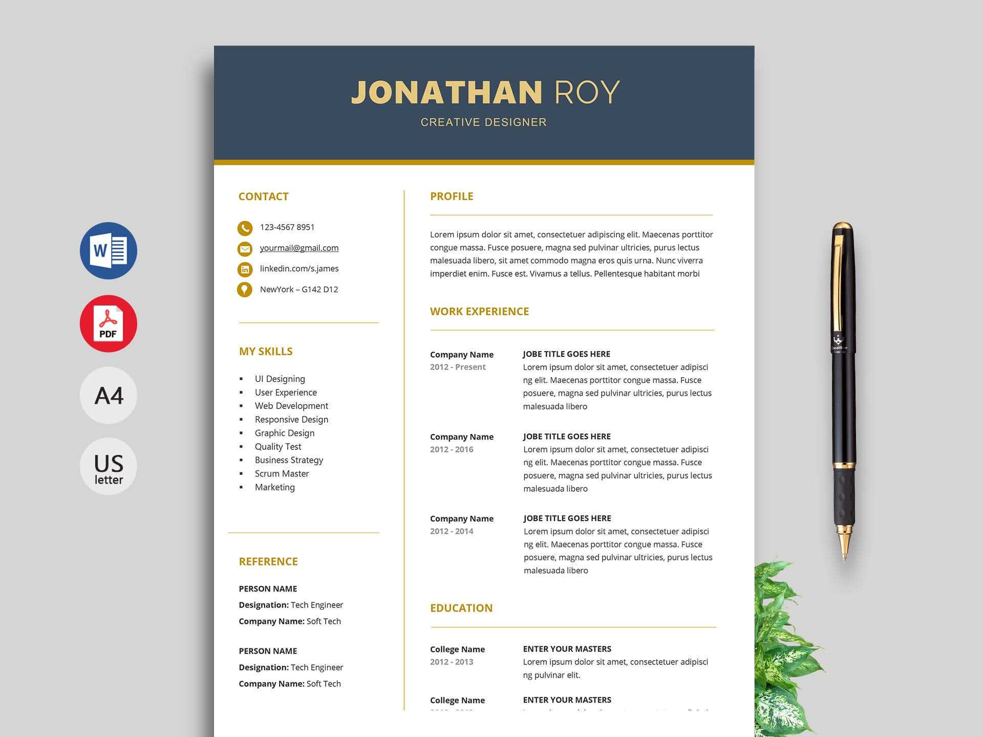 Free Simple Resume & Cv Templates Word Format 2020 | Resumekraft Throughout Free Downloadable Resume Templates For Word