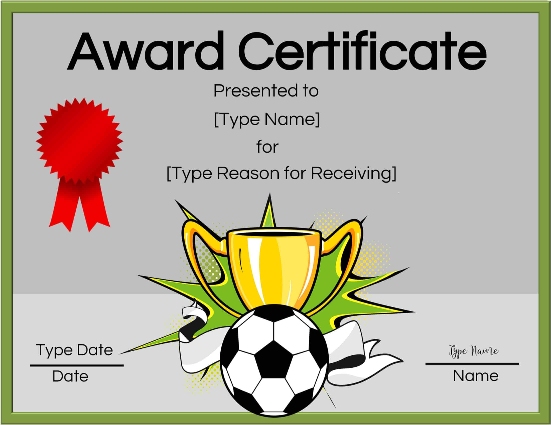 Free Soccer Certificate Maker | Edit Online And Print At Home Within Soccer Certificate Templates For Word