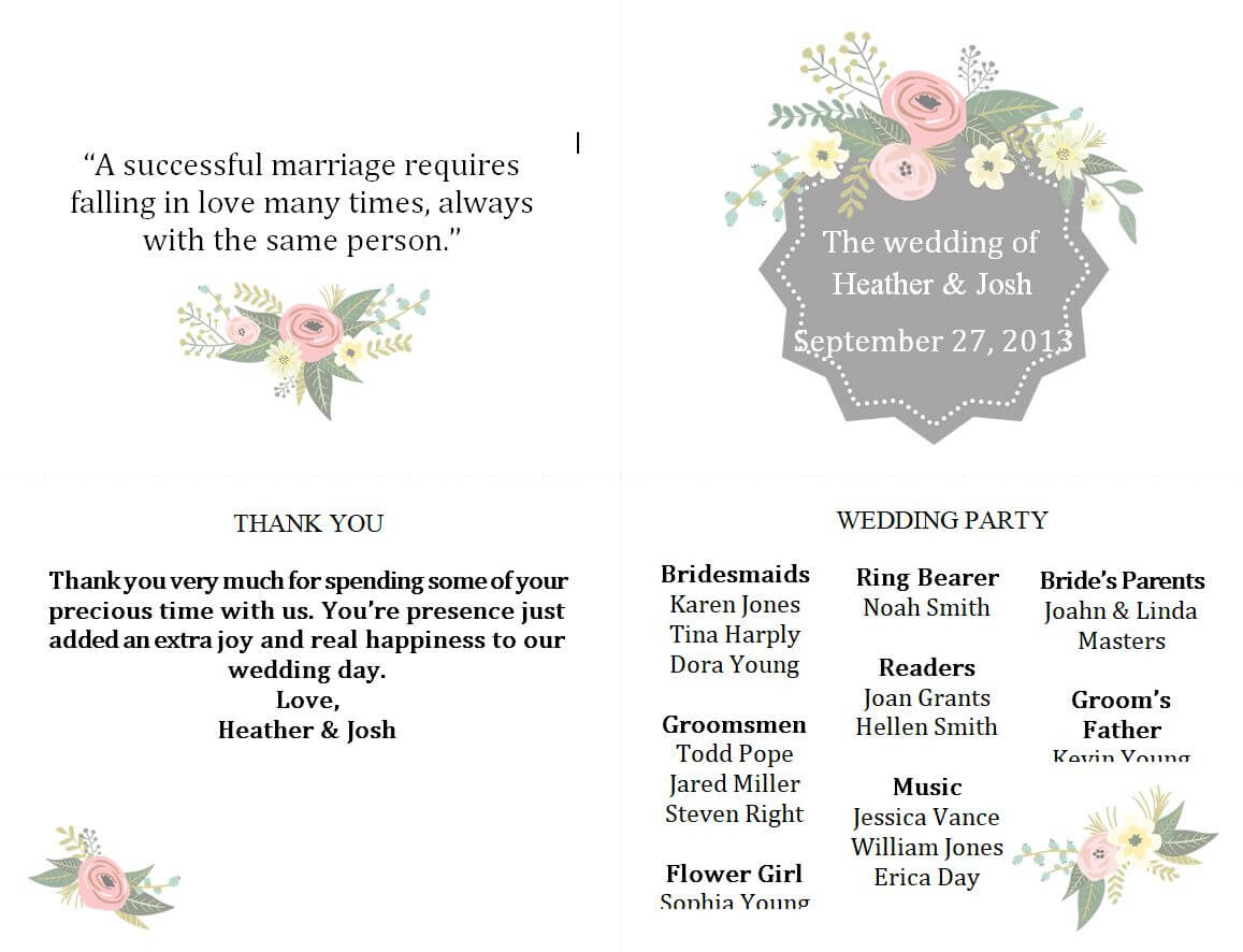 Free Wedding Program Templates You Can Customize With Free Printable Wedding Program Templates Word