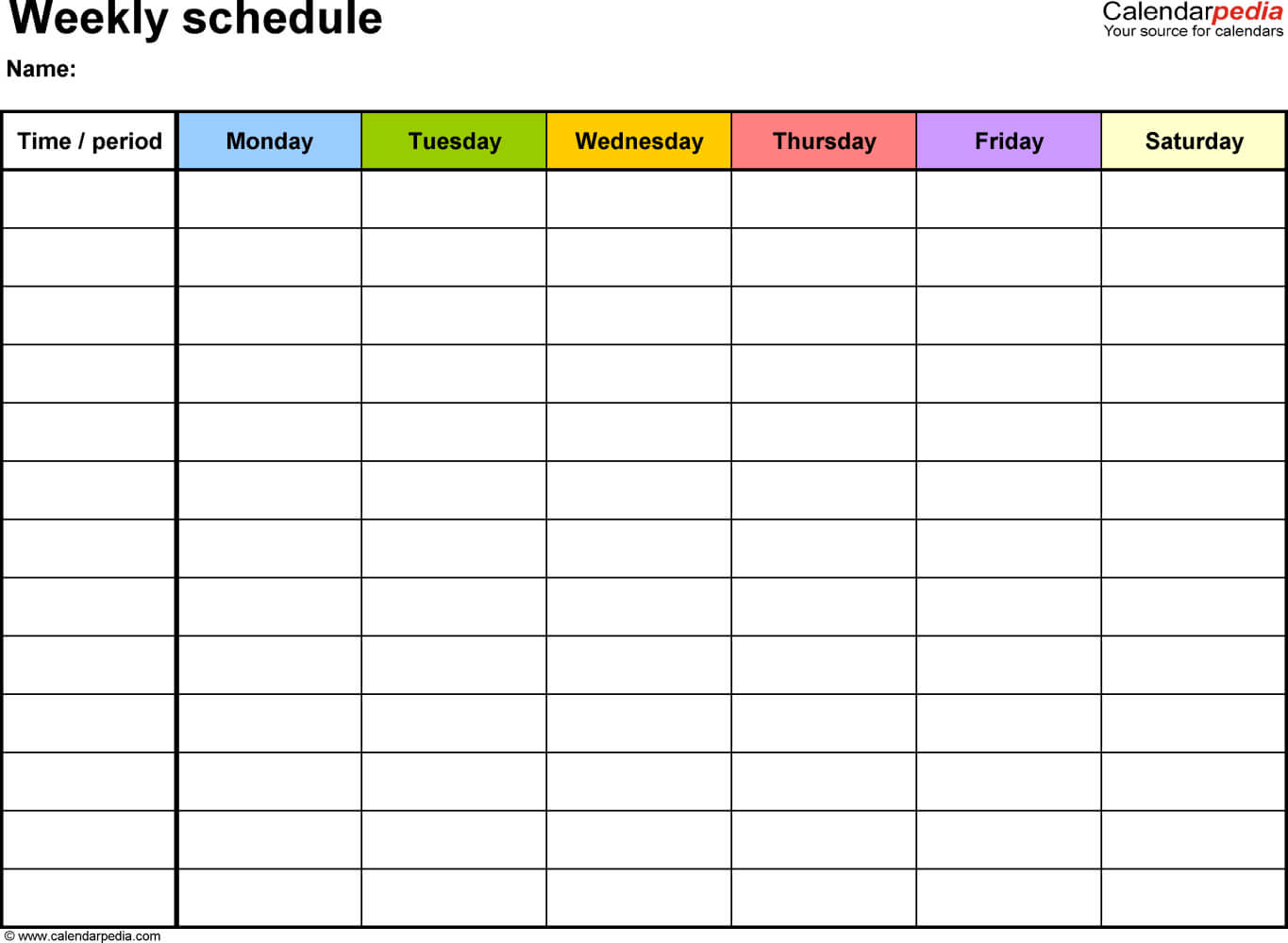Free Weekly Schedule Templates For Excel – 18 Templates Intended For Blank Monthly Work Schedule Template