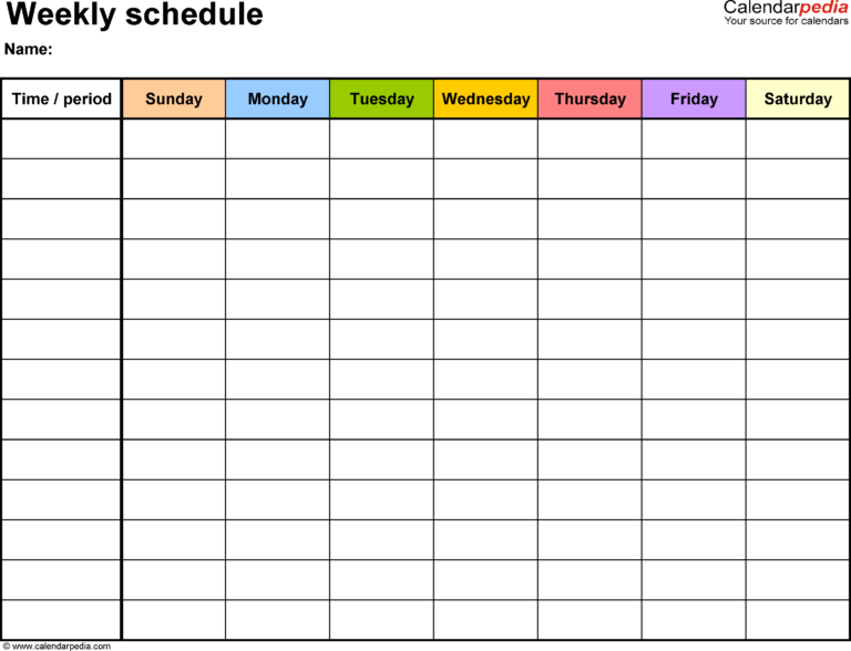 Excel Activity Schedule Template