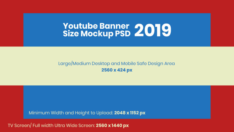Download Free Youtube Banner Size Mockup 2019 & Design Template Psd for Youtube Banner Size Template ...