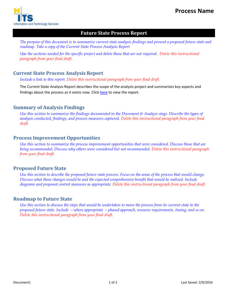 Future State Process Report Template For Project Analysis Report Template