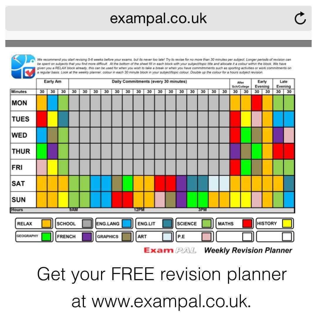 Gcse Revision Planner Template Revision Timetable Template In Blank Revision Timetable Template