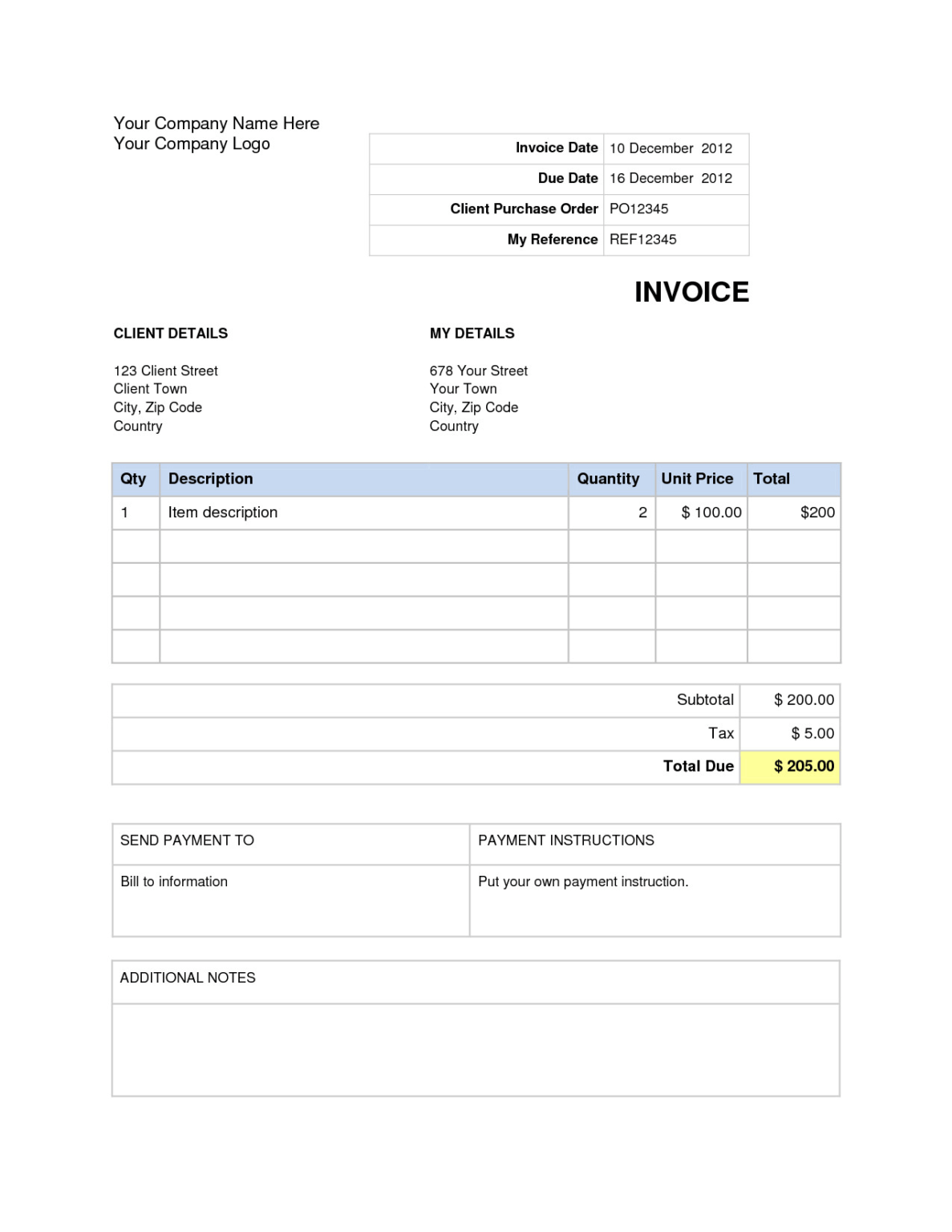 Invoice Template Word 2010