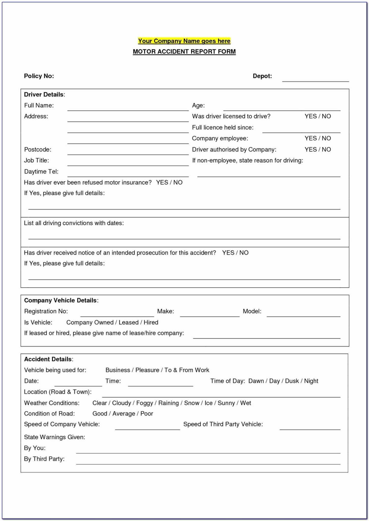 Georgia Self Reporting Accident Form