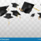 Graduation Caps In The Air Vector Template Isolated On With Regard To Graduation Banner Template