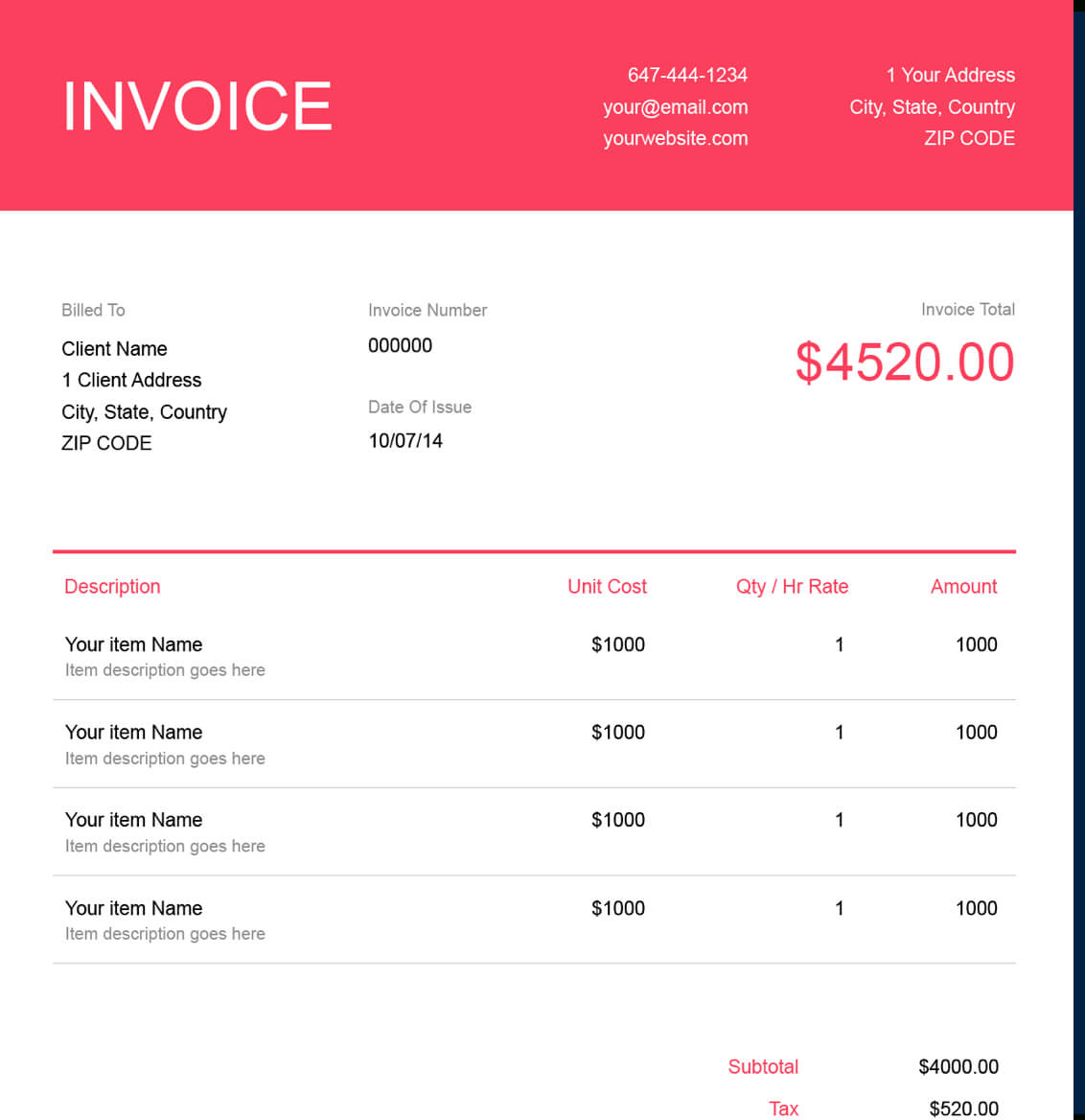 Graphic Design Invoice Template | Free Download | Send In Throughout Web Design Invoice Template Word