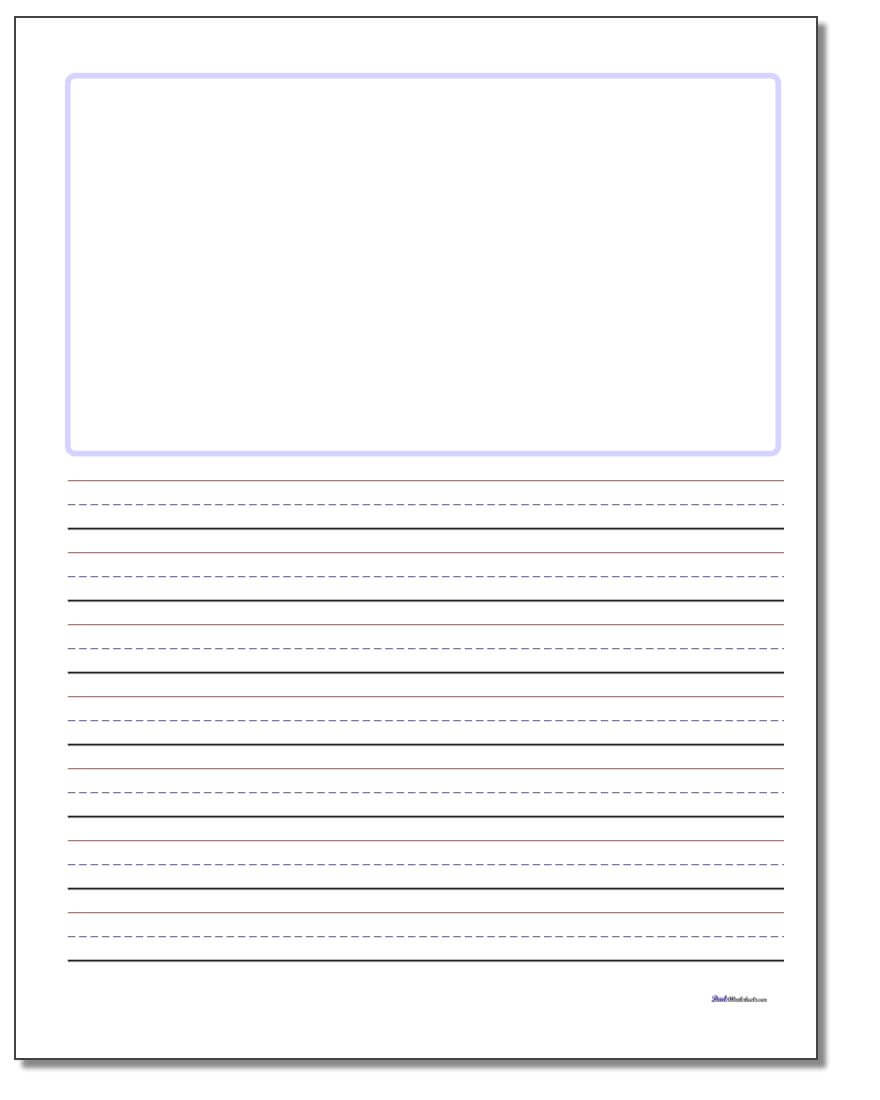 Handwriting Paper With Blank Four Square Writing Template