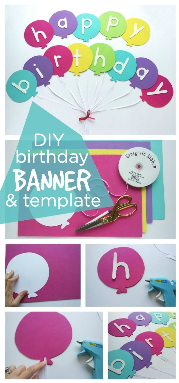 Happy Birthday Banner Diy Template – Birthday Decor Inside Diy Birthday Banner Template