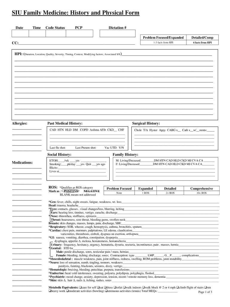 History And Physical Template – Fill Online, Printable Inside History And Physical Template Word