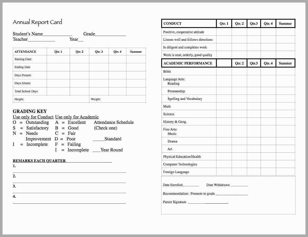 Homeschool High School Report Card Template Inside High School Report Card Template