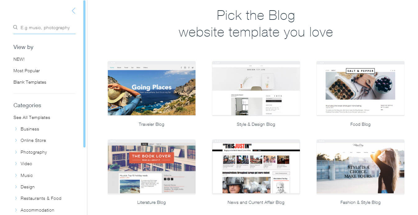 How To Build A Blog With Wix In Blank Food Web Template
