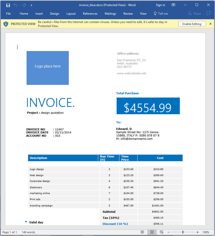 How To Make An Invoice In Word: From A Professional Template Throughout Web Design Invoice Template Word